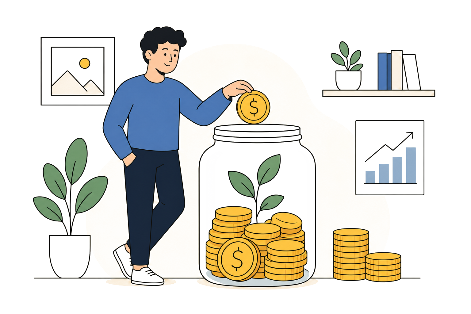 Vector illustration of a savings jar