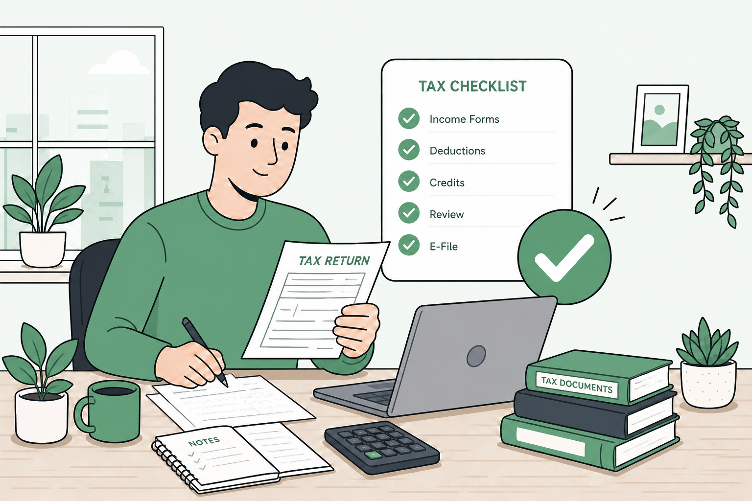 Vector illustration of tax refund paperwork